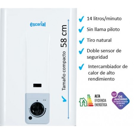 CALEFÓN ESCORIAL CE GAS ENVASADO 14LT