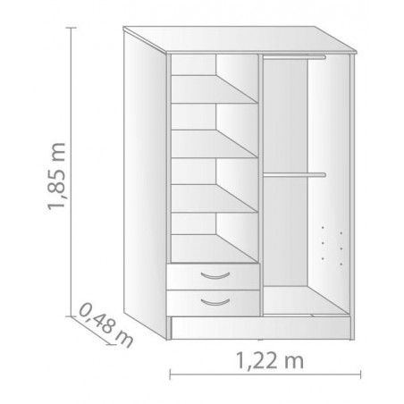 PLACARD BASE 4 PUERTAS 2 CAJONES GRIS