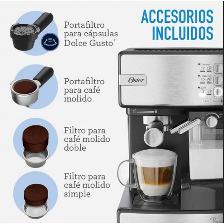 CAFETERA ESPRESSO OSTER 15 BARES SILVER