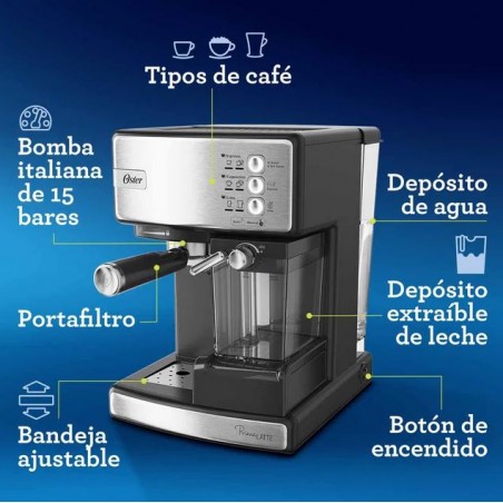 CAFETERA ESPRESSO OSTER 15 BARES SILVER