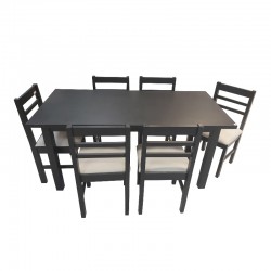 JUEGO DE MESA CÓRDOBA 1.60X0.80 + 6 SILLAS SOL TAPIZADAS