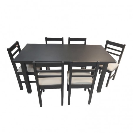 JUEGO DE MESA CÓRDOBA 1.60X0.80 + 6 SILLAS SOL TAPIZADAS