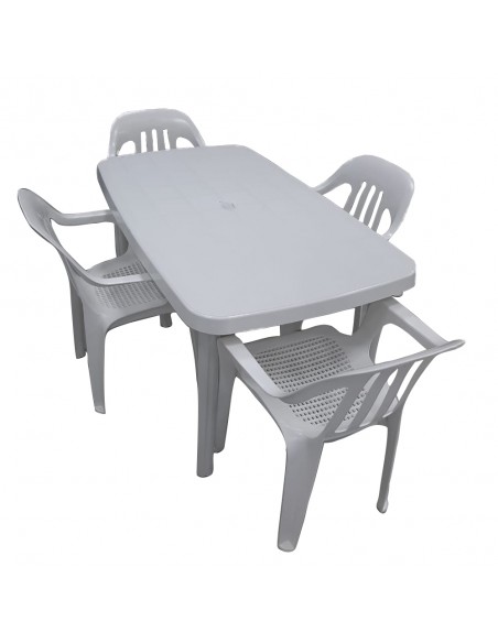 JUEGO DE JARDÍN MESA RECTANGULAR + 4 SILLAS FIESTA