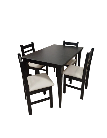 JUEGO DE MESA CÓRDOBA 1.20x0.80 + 4 SILLAS TAPIZADAS TABACO