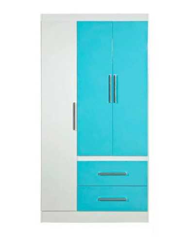 ROPERO INFANTIL 3 PUERTAS BLANCO y CELESTE