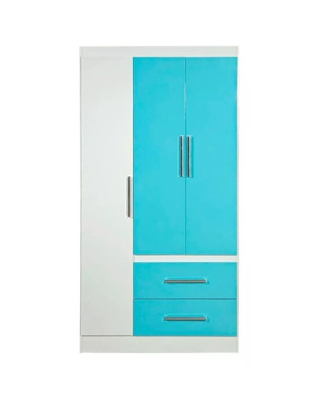 ROPERO INFANTIL 3 PUERTAS BLANCO y CELESTE
