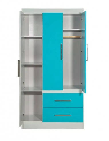 ROPERO INFANTIL 3 PUERTAS BLANCO y CELESTE