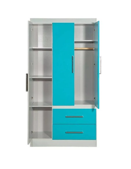 ROPERO INFANTIL 3 PUERTAS BLANCO y CELESTE