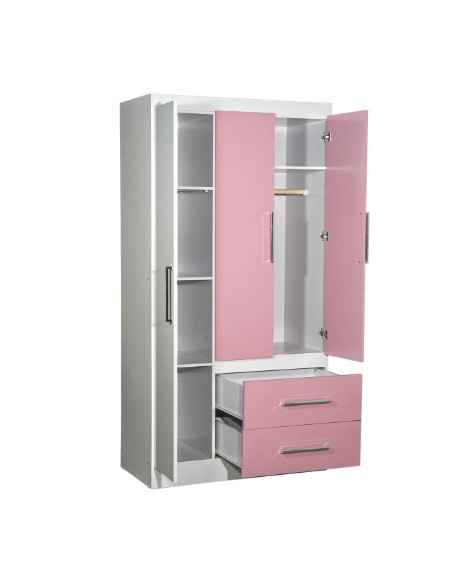 ROPERO INFANTIL 3 PUERTAS BLANCO y ROSADO