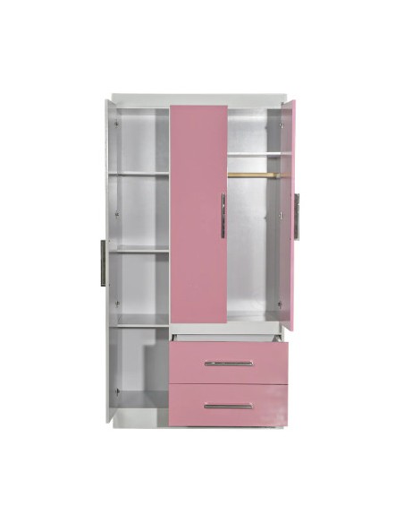 ROPERO INFANTIL 3 PUERTAS BLANCO y ROSADO