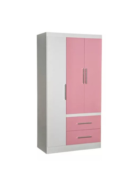 ROPERO INFANTIL 3 PUERTAS BLANCO y ROSADO
