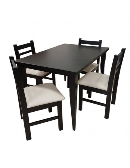 JUEGO DE MESA CÓRDOBA 1.20x0.80 + 4 SILLAS TAPIZADAS TABACO