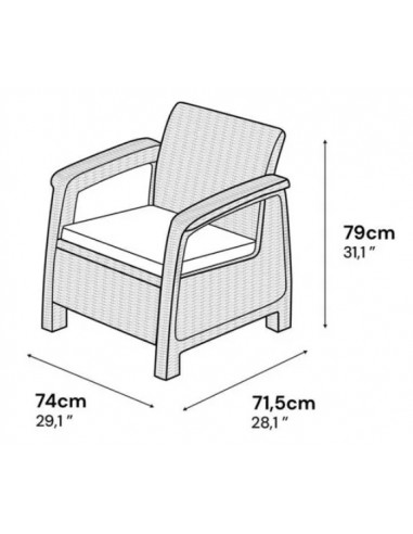 LIVING ROMA MESA VOSS + 2 SILLONES