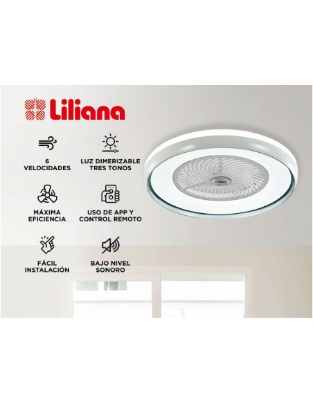VENTILADOR DE TECHO LILIANA VTHBOX24 8 ASPAS TRANSPARENTES