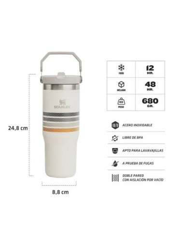 BOTELLA STANLEY FLIP STRAW 887 ASH STRIPE CREAM