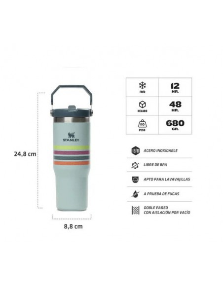 BOTELLA STANLEY FLIP STRAW 887 ML SEAFOAM STRIPE