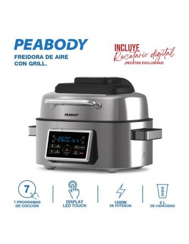 FREIDORA DE AIRE CON GRILL PEABODY PE-AFG01 6LT
