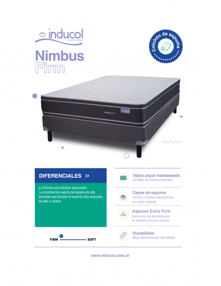 COLCHÓN INDUCOL NIMBUS FIRM ESPUMA 090x190x26