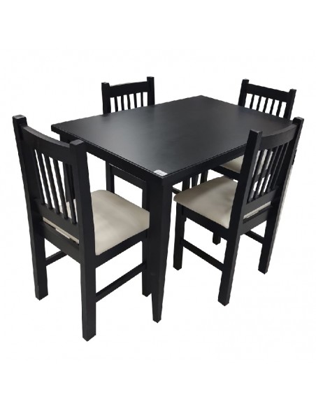 JUEGO DE MESA CÓRDOBA 1.20x0.80 + 4 SILLAS TAPIZADAS TABACO