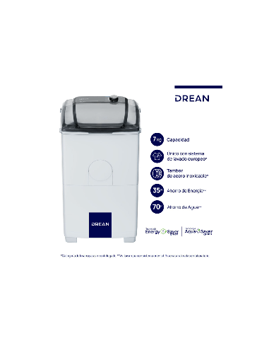 LAVARROPAS SEMIAUTOMÁTICO DREAN  LTD79SB0 7KG.