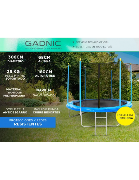 CAMA ELÁSTICA GADNIC T10FT CON RED REFORZADA 306MT