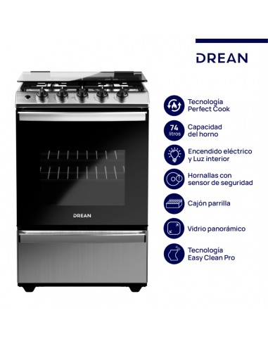COCINA DREAN CD5614AI0 56CM MULTIGAS INOXIDABLE...