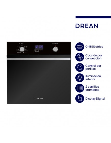 HORNO ELÉCTRICO EMPOTRABLE DIGITAL DREAN HEDR601CN 60CM 2150W