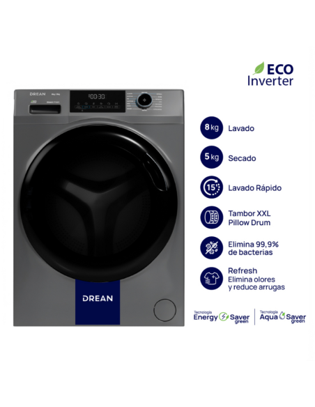 LAVASECARROPAS DREAN GRAY LITE LSCDR0805SG ECOINVERTER 8 KG