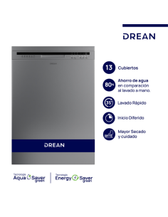 LAVAVAJILLA DREAN LVDR1306CI INOXIDABLE 13 CUBIERTOS