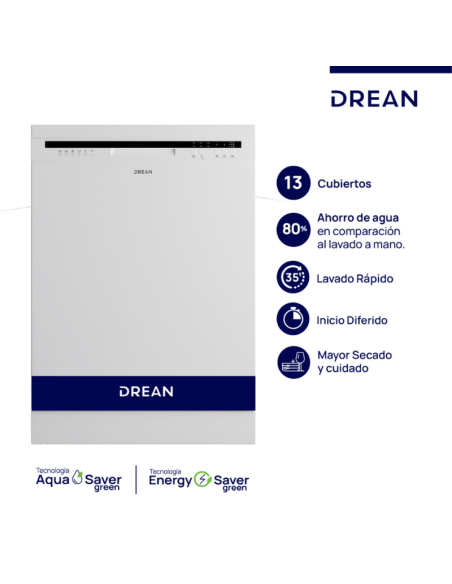 LAVAVAJILLA DREAN LVDR1306CB BLANCO 13 CUBIERTOS