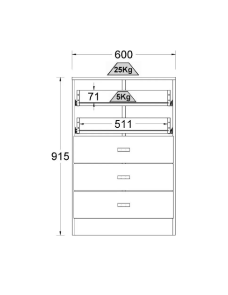 CÓMODA DITALIA BB-120 5 CAJONES BLANCA
