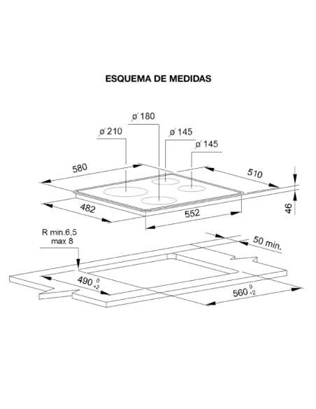 ANAFE ELÉCTRICO VITROCERÁMICO WHIRLPOOL AKT8090L 60CM