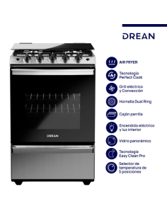 COCINA DREAN CD5617AI0 MULTIGAS INOX CON TAPA 56CM