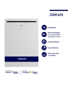 LAVAVAJILLAS DREAN LVDR1406CB0 INOX 14 CUBIERTOS