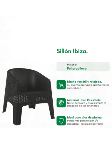 SILLÓN IBIZA GARDENLIFE F795001 RATAN NEGRO