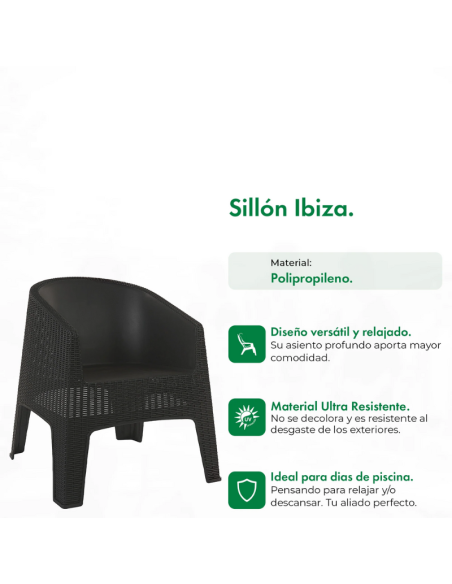 SILLÓN IBIZA GARDENLIFE F795001 RATAN NEGRO