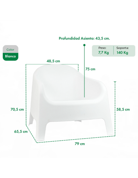 SILLÓN SKARPO GARDENLIFE JARDÍN GALERÍA BLANCO