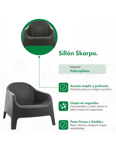 SILLÓN SKARPO GARDENLIFE JARDÍN GALERÍA NEGRO