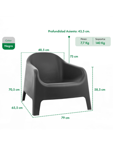 SILLÓN SKARPO GARDENLIFE NEGRO