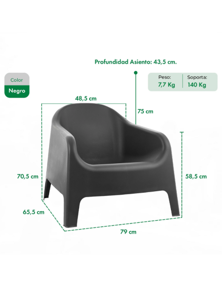 SILLÓN SKARPO GARDENLIFE NEGRO
