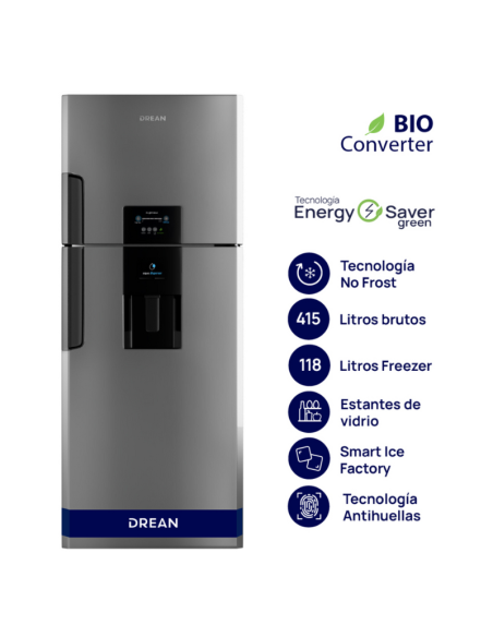 HELADERA DREAN NO FROST RDP410ZRT GRAFITO 415LT