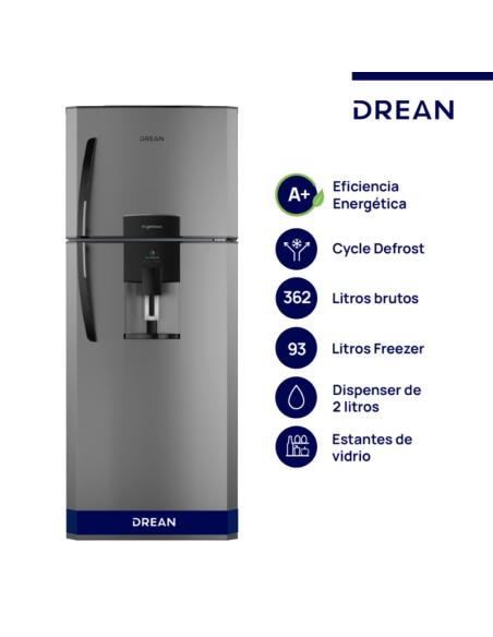 HELADERA DREAN CÍCLICA HDR370F61E A+ SILVER 362LT