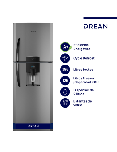 HELADERA DREAN CÍCLICA HDR400F41E A+ SILVER 396LT