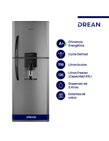 HELADERA DREAN CÍCLICA HDR400F41E A+ SILVER 396LT