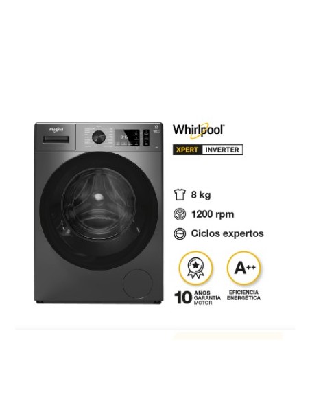 LAVARROPAS WHIRLPOOL WNQ80BS INVERTER TITANIUM 8KG.