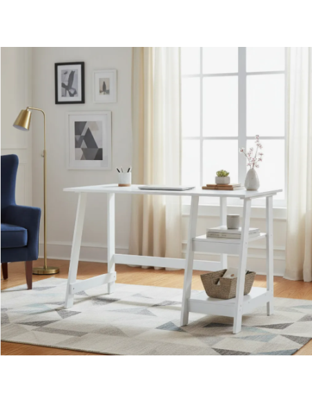 ESCRITORIO DITALIA MC-190 BLANCO + BILIOTECA PUERTAS BAJAS 3 ESTANTES GRIS