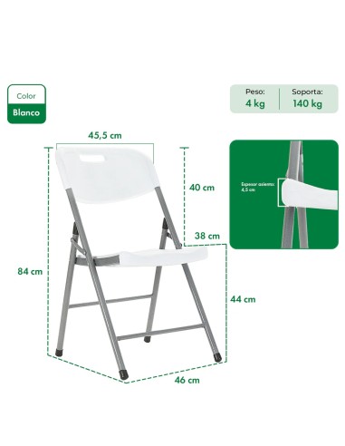 SILLA PLEGABLE GARDEN LIFE BLANCO PARIS T41000
