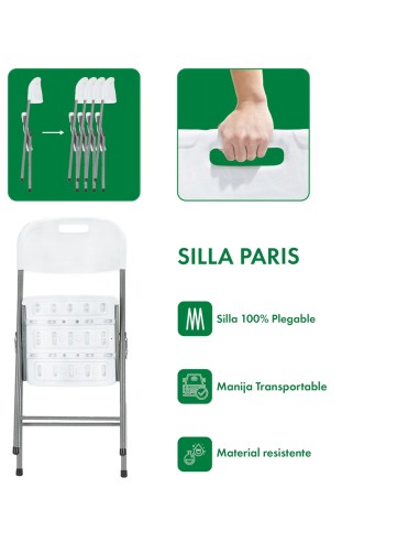 SILLA PLEGABLE GARDEN LIFE BLANCO PARIS T41000