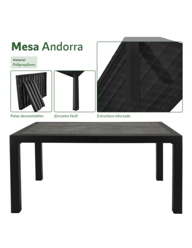 MESA DE JARDÍN GARDEN LIFE ANDORRA RATTAN 140x80