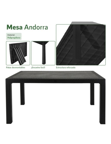 MESA DE JARDÍN GARDEN LIFE ANDORRA RATTAN 140x80